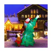 MorTime 5.7 FT Christmas Inflatable Santa Claus Clambing Tree, Blow up Lighte...