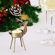 6 Pack Metal Reindeer Tea Light Candle Holders, Christmas Table Decorations Centerpieces