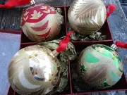 Set of 4 WATERFORD Christmas Ornaments New in box w/tag Hand Blown Glass Ball
