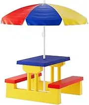 Kids Outdoor Table and Chairs Set Picnic Bench Umbrella Children Indoor Play Garden