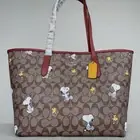 Coach Peanuts Snoopy CF166 Brown Multi Tote Bag Signature Canvas