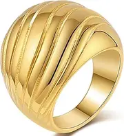 [Jude Jewelers] Stainless Steel Croissant Dome Style Wedding Statement Promise Ring