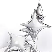 Star Shape Foil Mylar Balloon Silver Quadrangle Balloon - 24" Four Angle Star Balloons for Birthday Party & Wedding Decoration,12pcs