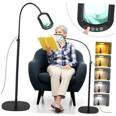 10X Rectangular Magnifying Glass with Light and Stand, 24" Flexible Gooseneck