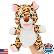 Hopearl Plush Cheetah Hand Puppet Leopard Wildlife Puppet with Open Movable M