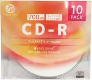 Vertex 10CDRD.700MBCA CD-R Data Recording, Single Recording, 700MB, 52x Speed Recording, 10 Sheets Slim Case