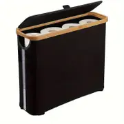 Boho-Chic Bamboo Toilet Paper Holder with Storage Basket
