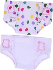 Totority 2pcs Adjustable Doll Underwear Reusable Cloth Doll Nappy Training Pants for Pretend Play Easy Off Designs for Imaginative Nurturing Moments
