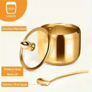 3x/Set Stainless Steel Spice Jar Sugar Bowl Salt Seasoning Tins With Lid & Spoon