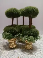 Pair Of Fantasy Fairy Garden Topiaries (Artificial) Approx 4"X 1.5" Gold Base