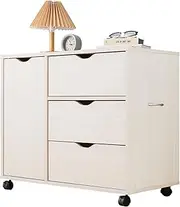 Hagiwara RCC-1552WS Chest, 3 Drawers, Wide with Wheels, Door Storage Handle, Width 31.5 x Depth 15.7 inches (40 cm), Height 26.4 inches (67 cm), White