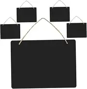 KONTONTY 5pcs Wooden Chalkboard Pendants Erasable Message Board Signs for Home Decor Store Displays and Events Durable Wall Hanging Memo Board with String