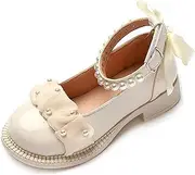 [TangDao] Girls Dress Shoes-Mary Jane Shoes, Pearl Bowknot Princess Shoes, Wedding Party School Shoes for Little/Big Kid
