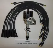 PONTIAC 350-389-400-455 BLACK Small FEMALE Cap HEI Distributor, SPARK PLUG WIRES