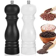 Premium Salt and Pepper Grinder Set of 2, Wood Salt and 2 Pack Black+White