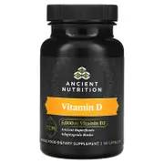 Ancient Nutrition, Vitamin D, 125 mcg (5,000 IU), 60 Capsules