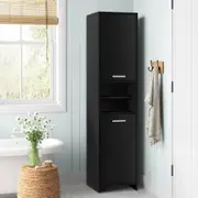 ALFORDSON Tall Cabinet - Avilla Bathroom Storage Furniture Cupboard (Black)