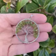 Peridot Tree of Life Pendant & Meaning Card "GENUINE GEMSTONES"