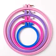 4Pcs Round Bamboo Embroidery Hoop Circle Cross Stitch Hoop Ring Plastic Circle Stitch Hoop Rings 4 Sizes Colorful Round Embroidery Hoop Set for DIY Craft Sewing