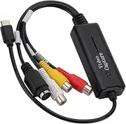 tunghey RCA AV to USB C Converter Video Capture Card Adapter 1 Channel AV NTSC PAL Video S Video/Composite to USB Converter Video Audio RCA for Mobile Phone/PC
