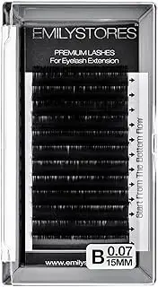 EMILYSTORES Eyelash Extensions 0.07mm Thickness B Curl Length 15mm Silk Mink Fake Eye Lashes In One Tray