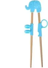 Training Chopsticks for Kids and Adults - Reusable Bamboo Easy to Use Helper Learner Chopsticks for Beginners - Right or Left Handed (Blue)
