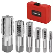 6-Piece NPT Pipe Tap Set, Carbon Steel, Sizes 1/8", 1/4", 3/8", 1/2", 3/4", 1