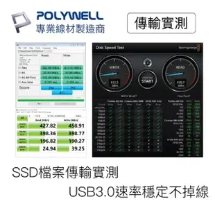 【POLYWELL】USB3.0 Type-A公對Micro-B公 5Gbps高速傳輸線 25公分