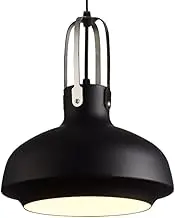 Matte Black Finish Pendant Lamp Hanging Barn Lampshade Vintage Farmhouse Ceiling Lamp Chandelier for Living Room, Bedroom, Coffee Bar Hanging Lighting Fixtures with 47.2in Cord