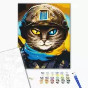 Paint By Numbers Glory to Ukraine Military Cat Defender Acrylic Oil Painting