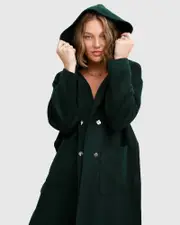 [Belle & Bloom] Walk This Way Wool Blend Oversized Coat - Dark Green