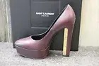 NIB YSL Saint Laurent ZIGGY 105 GOLD Heel CORDOVAN Platform Pumps Shoes 37.5