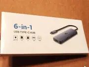 New 6-in-1 USB-C Multiport Adapter - USB-C PD, SD, TF, USB & HDMI - Sealed