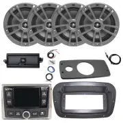 JBL Marine Radio, ANT, Amp w/Kit, 4x 6.5" 180W Gray Speakers,Spa Bezel, Adapter