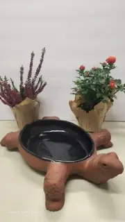 Mackenzie-Childs Turtle Tureen Terracotta Bottom