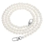 2 Pcs Imitation Pearl Purse Strap, 43.3 Inch Handbag Swivel Clasp, Silver