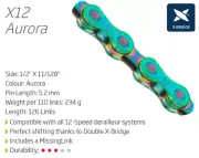 KMC X12 (12 Speed Chain) — 126 Links / Aurora (Green Oil Slick) —AUS STOCK— Bike