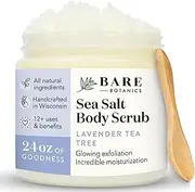 Lavender Tea Tree Dead Sea Salt Body Scrub, Large 470ml, Wet Skin Moisturiser & Skin Exfoliator, Organic and All Natural Booty, Hand, and Foot Scrub for Dead Skin