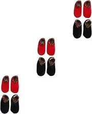[WRITWAA] 3sets Socks Women's Leopard Print Socks Thick Socks for Women Comfortable and Breathable 2pairs*3