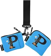 [Caihoyu] P Dual Wristlet Wallets for Women Thin Flat Coin Purse Change Holder with Wristle Strap for Ladies Girls 2 Packs, Multicolor, 4.13"(L) x 3.5"(W), Travel Accessory
