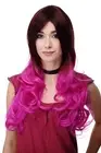Extravagant Ladies' Wig Ombre Mahogany-Brown Pink Lightweight Curly 60 CM H9704