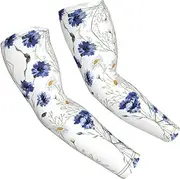 [FSCEV] Hand Drawn Flower Sun Protection Arm Sleeves Outdoor Essentials Cooling Compression Golf Hiking Cycling
