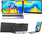 KEFEYA Laptop Screen Extender, 14" FHD 1080P IPS Laptop Monitor Extender Dual Screen, Portable Monitor for Laptops 13-17" with USB-C/HDMI Port, Plug n Play for Windows/Mac/Android/Switch/PS5