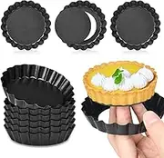 SEGNAYEN Mini Tart Tins, 4 Inch/10cm Quiche Pan, Loose Base Quiche Tins for Baking, Round Tart Pans Set with Removable Bottoms, Non-Stick Fluted Pie Dish Flan Tins Easy to Release, 10 Pack
