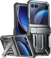 [Poetic] Spartan Case for Motorola Moto Razr + Plus 2023,[Kickstand][Hinge Protection][20FT Mil-Grade Drop Tested], Full-Body Rugged Shockproof Protective Cover with Kickstand, Metallic Gun Metal