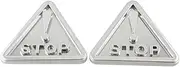 Ruilogod Silver Tone Traffic Hazard Warning Sign Triangle Car Sticker