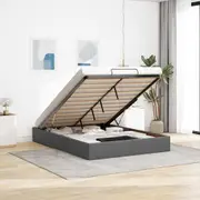 vidaXL Ottoman Storage Bed Frame without Mattress Dark Grey Queen Fabric