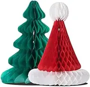 2pcs Honeycomb Paper Christmas Tree Hats, Suitable For Christmas Decoration Supplies, Unisex-Adults