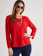 Millers Long Sleeve Textured Top - Size 16 - Womens - ORANGE