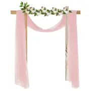 Wedding Arch Drape Fabric, 9.8ft x 4.9ft Pink Chiffon Fabric Panels Pack of 6